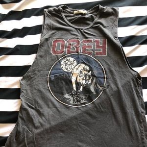 OBEY cutoff muscle tank top